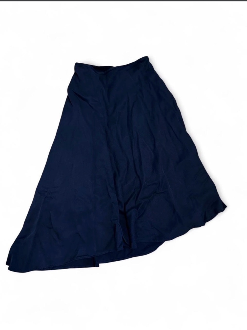 White  House Black Market Sz 2 Navy Asymmetrical Midi Skirt